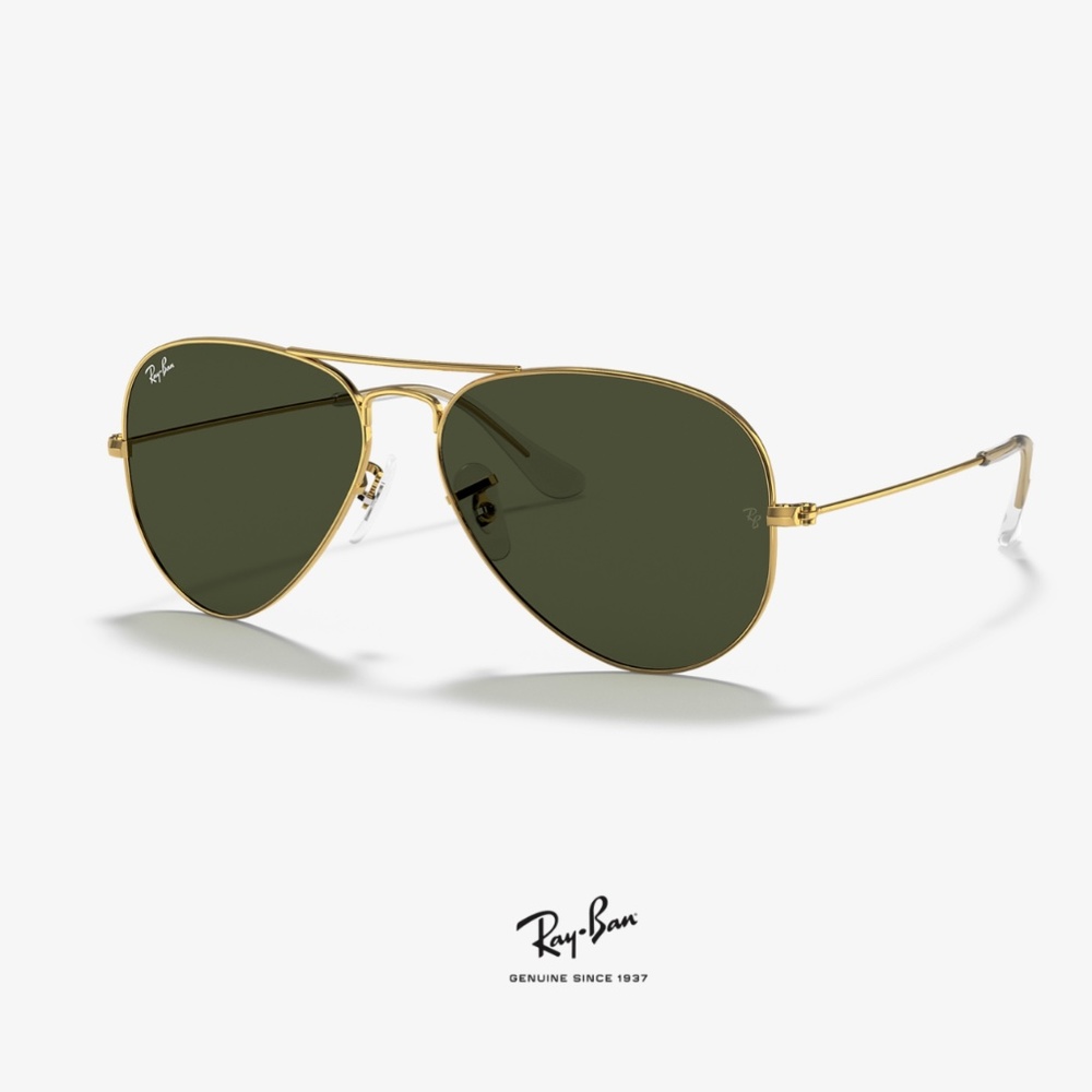 Ray-Ban Gold and Green Aviator Sunglasses